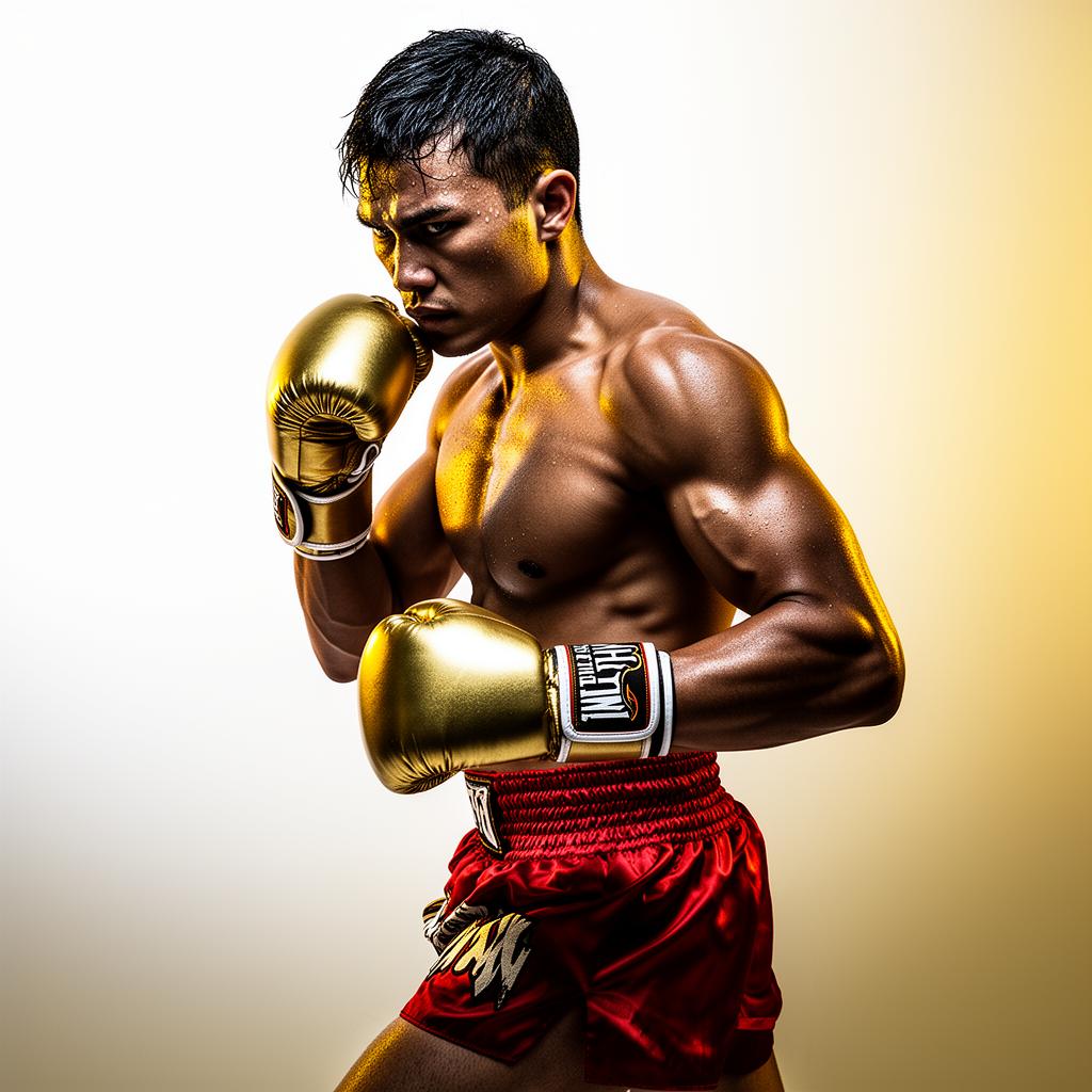 Lutador de Muay Thai em posição